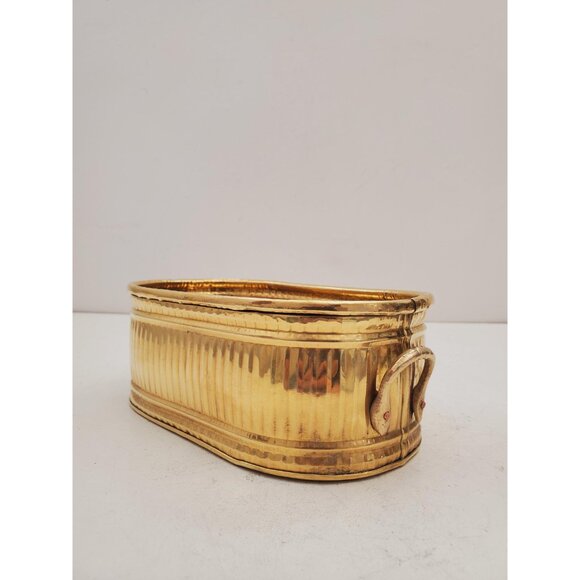 Vintage Brass Planter,- With Handles -Brass Rectangle Planter Vintage oval brass - Picture 5 of 10